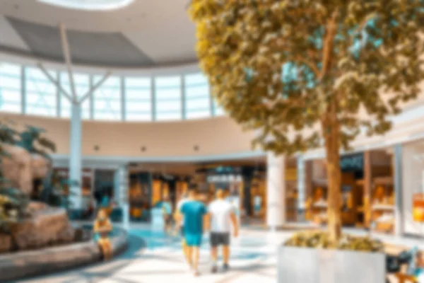 Jovens Shopping Center Desfocado Fundo Interior Loja Centro Varejo Foco — Fotografia de Stock