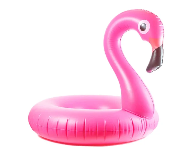 Отпечаток Фламинго Розовый Бассейн Надувной Фламинго Летнего Пляжа Изолированы Белом — стоковое фото