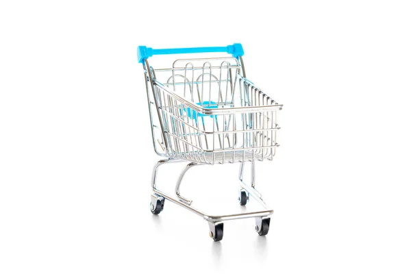 Sale Banner Food Shopping Basket Retail Market Empty Trolley Cart — Stock Photo, Image