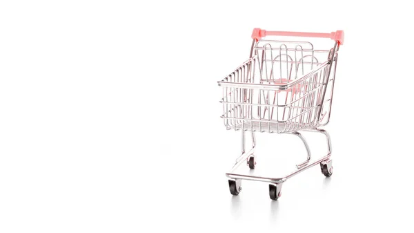 Products Cart Food Shopping Basket Retail Market Empty Trolley Cart — Stock Photo, Image