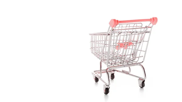 Products Cart Food Shopping Basket Retail Market Empty Trolley Cart — Stock Photo, Image