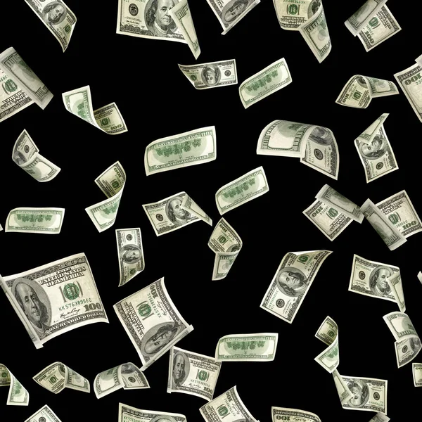 Seamless 100 Money Stack Hundred Dollars America Falling Money Isolated — Stock Photo, Image