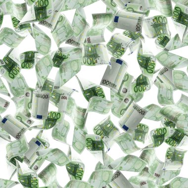 Para kusursuz bir şekilde dökülüyor. Banknote beyaz arkaplanda izole edilmiş dokulara düşüyor
