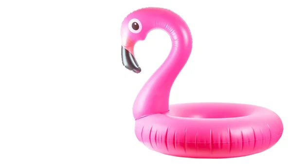 Летний Веселый Пляж Розовый Бассейн Надувной Фламинго Летнего Пляжа Изолированы — стоковое фото