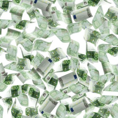 Avro banknotunun izole edilmesi sayılıyor. Para nakit düz desen dokusu beyaz arkaplan üzerinde