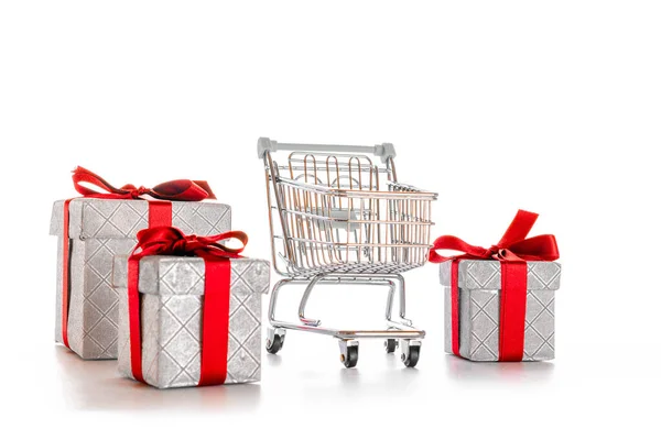 Icono Ventas Carro Carro Para Supermercado Con Navidad Caja Regalo — Foto de Stock