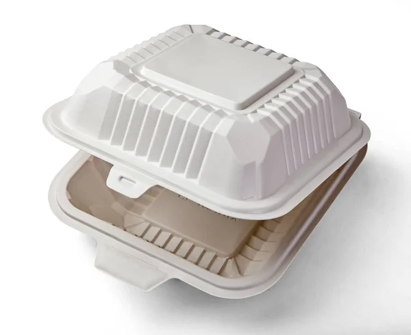 Burger Box Una Caja Comida Blanca Empaquetado Para Hamburguesa Almuerzo — Foto de Stock