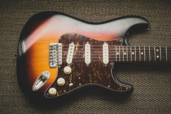 Sunburst Guitarra Elétrica Fundo Textura Dourada Bela Guitarra — Fotografia de Stock