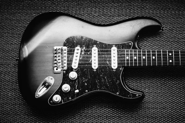 Guitarra Eléctrica Sunburst Fondo Textura Blanco Negro Guitarra Hermosa — Foto de Stock