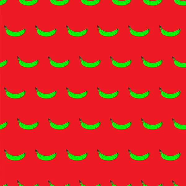 Seamless pop art banana pattern randomly distributed on color background. Vector Illustration.