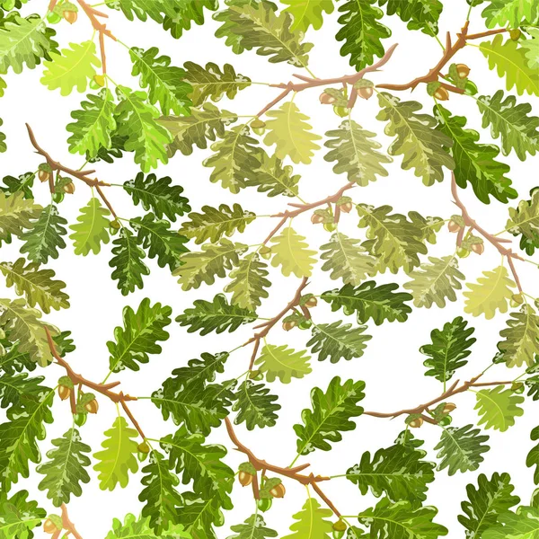 Branches de chêne avec feuille et glands motif sans couture — Image vectorielle