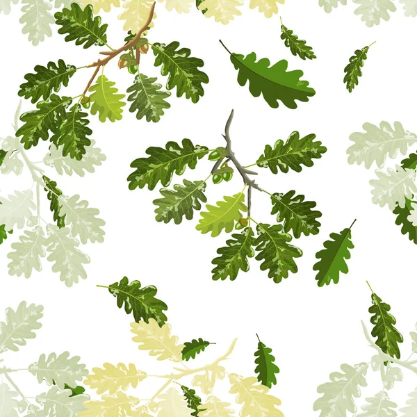 Yaprak ve meşe palamudu dikişsiz desen li meşe dalları