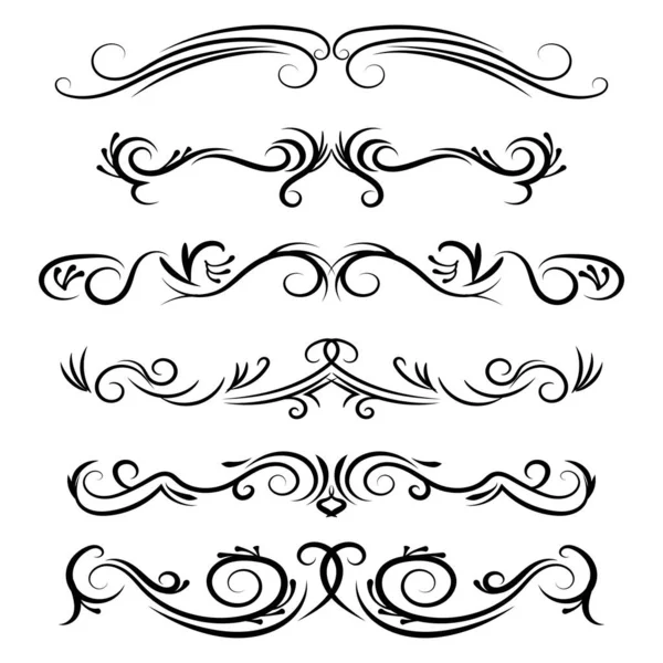 El çizimi vektör ayırıcılar. Dekoratif girdap çizgileri, kenarlar ve kıvrımlar. Tasarım ögeleri 8