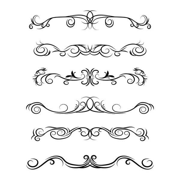 El çizimi vektör ayırıcılar. Dekoratif girdap çizgileri, kenarlar ve kıvrımlar. Tasarım ögeleri 4