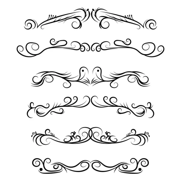 El çizimi vektör ayırıcılar. Dekoratif girdap çizgileri, kenarlar ve kıvrımlar. Tasarım ögeleri 5
