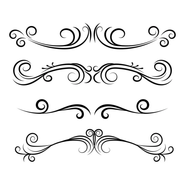 Hand Drawn Decorative Dividers Borders Vector Set Creative Calligraphic Swirls — Stock Vector