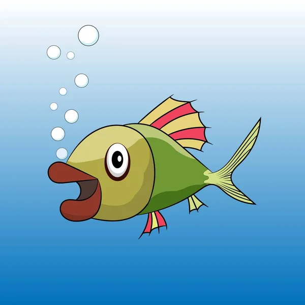 Cute Colorful Cartoon Tropical Fish Vector Illustration Ocean Bright Cartoon — Stock Vector