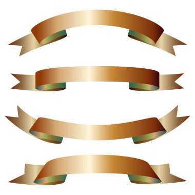 Moda Gerçekçi Altın Vektör Kurdeleleri Set, afiş, tasarımınız için yeşil tonlu dikişler. Altın sarısı gözlüklü altın kurdeleli poster ve ödüllü proje.