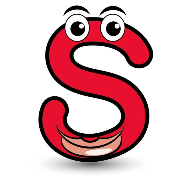 Gülen yüz vektör alfabesi çizimi beyaz üzerine izole edilmiş komik el çizimi yazı tipi renkli S harfi. Çocukların öğrenmesi için iyi.