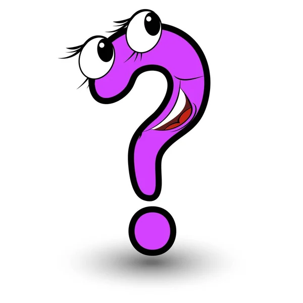 Gülen yüz vektör alfabesiyle beyaz üzerine izole edilmiş komik el yazısı şekilli yazı tipi renkli soru işareti çizilmiş. Çocukların öğrenmesi için iyi.