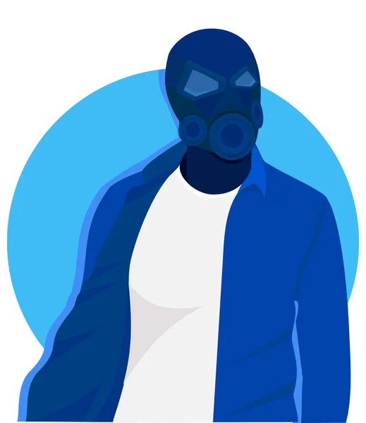 Mavi daireli mavi gaz maskesinin düz tasarımı