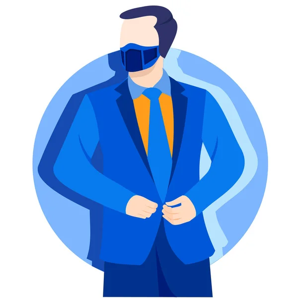 mavi çember arkaplan ile mavi yüz maskesi düz tasarımı