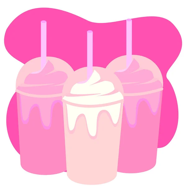 Pembe arkaplanlı milkshake 'in düz tasarımı