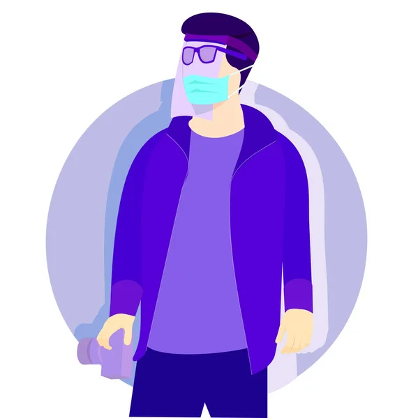 mor çember arkaplan ile yüz kalkanının düz tasarımı