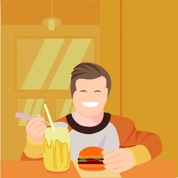 Adam abur cubur ve turuncu arka plandan memnun.