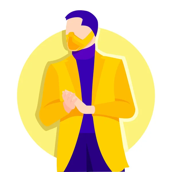 daire arkaplan ile sarı yüz maskesi düz tasarımı