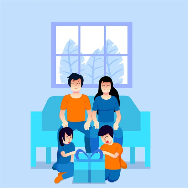 Aile hediyelerini birlikte açmanın düz tasarımı