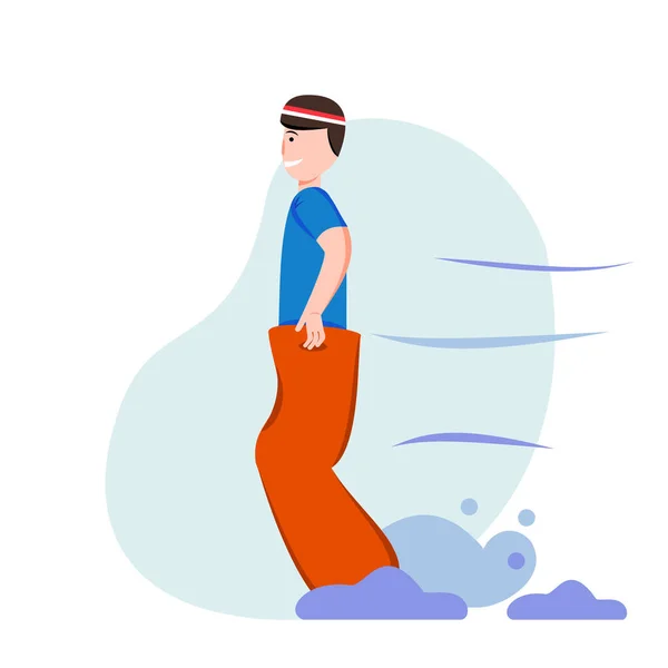 17 Ağustos 'ta Endonezya Bağımsızlığı anısına geleneksel oyunlar oynayan gençlerin düz tasarımı