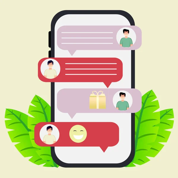 mesajlar yoluyla hediyeleri paylaşan aile veya arkadaş görsellerinin düz tasarımı.
