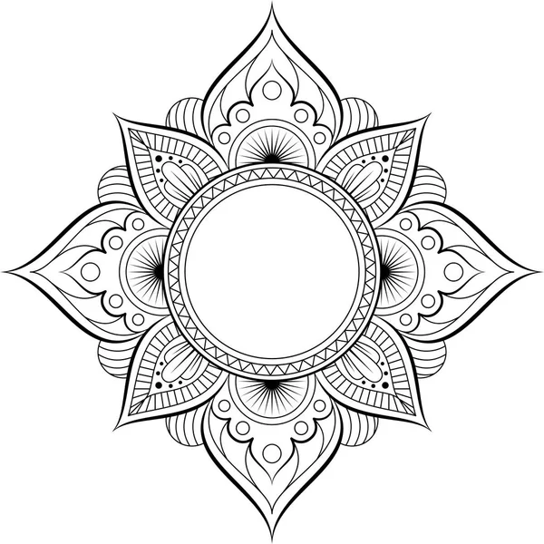 Patrón circular en forma de mandala para Henna, Mehndi, tatuaje, decoración. Adorno decorativo en estilo étnico oriental — Vector de stock