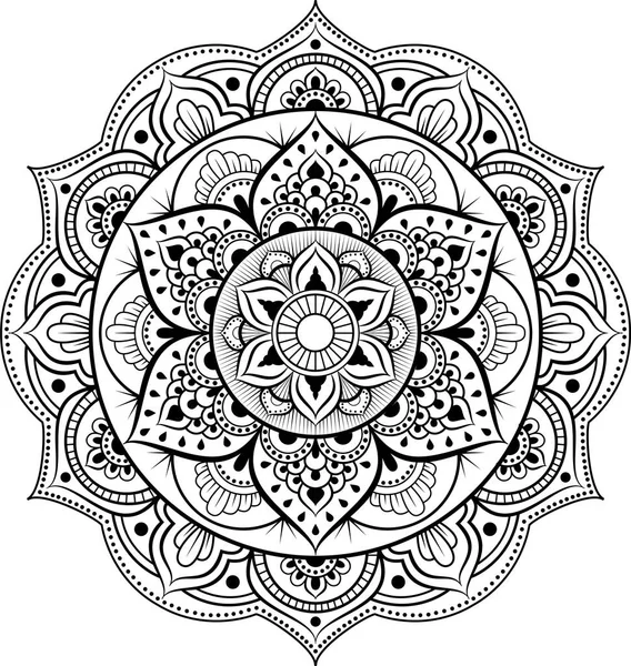 Adorno decorativo de estilo étnico oriental. Patrón circular en forma de mandala para Henna, Mehndi, tatuaje, decoración — Vector de stock