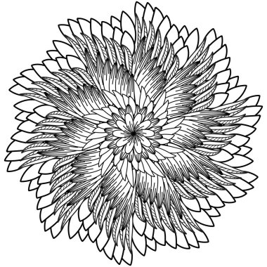 Çiçek mandala. Vektör çizim zentangl. Çizim doodle. Meditatif egzersiz. Boyama kitabı stres