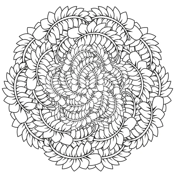 Mandala floral. Illustration vectorielle zentangl. Dessin de caniche. Exercices méditatifs. Livre à colorier anti stress — Image vectorielle