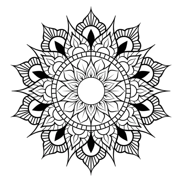 Patrón circular en forma de mandala para Henna, Mehndi, tatuaje, decoración. Adorno decorativo de estilo étnico oriental. Mandala de flores. Patrón oriental, ilustración vectorial. Libro para colorear página — Vector de stock