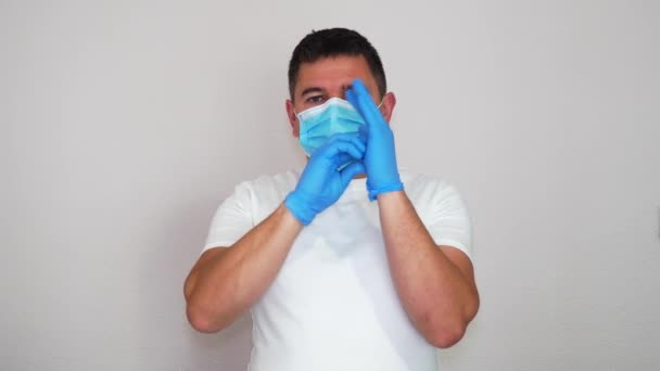 Manuale Come Rimuovere Guanti Una Maschera Evitare Infezioni Coronavirus Covid — Video Stock