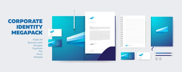 Corporate Identity Design Megapack Briefpapier Corporate Design Vektor Attrappe Kreatives — Stockvektor