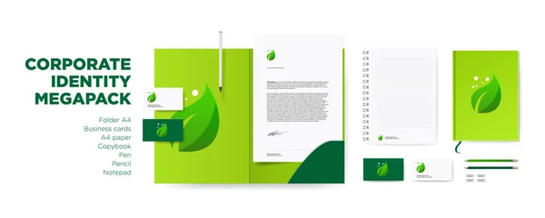 Corporate Identity Design Briefpapier Attrappe Vektor Megapack Set Branding — Stockvektor