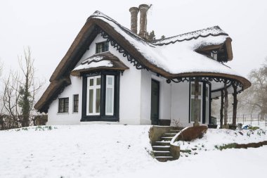 İngiltere 'de kış karlı sazlık kulübesi kaplandı