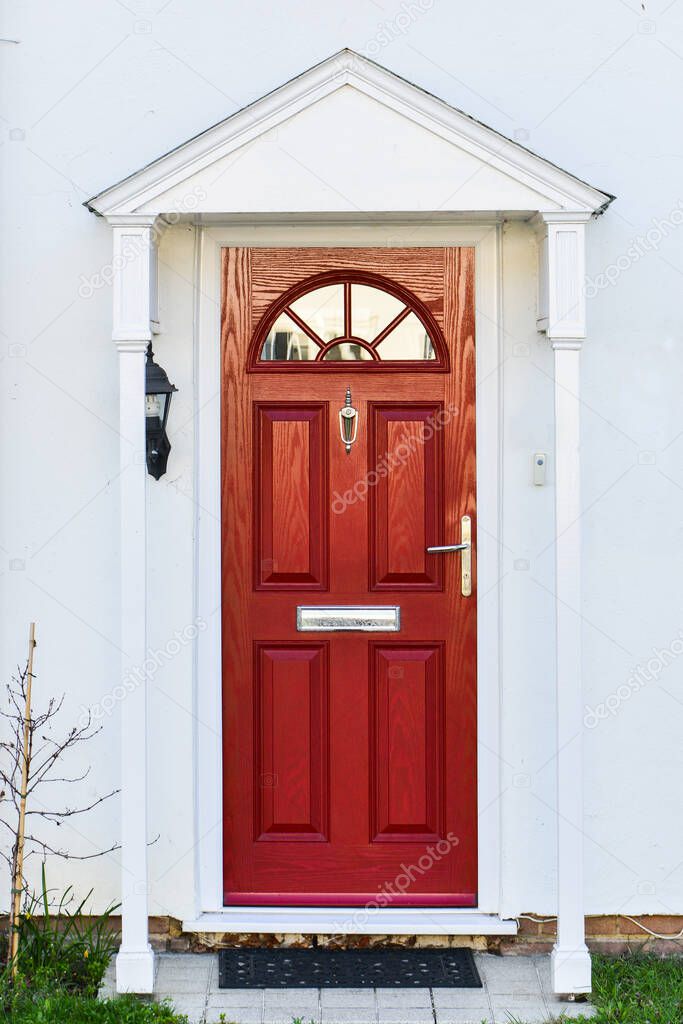 View of a Beautiful House Exterior and Front Door in England 