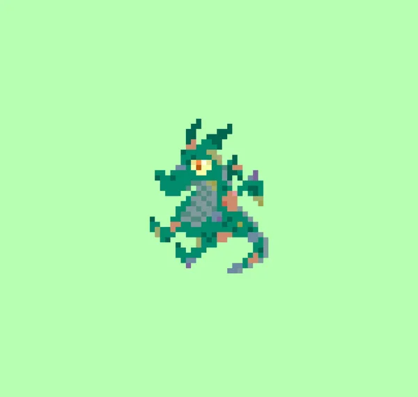 Зелений Піксель Літаючий Маленький Дракон — стокове фото