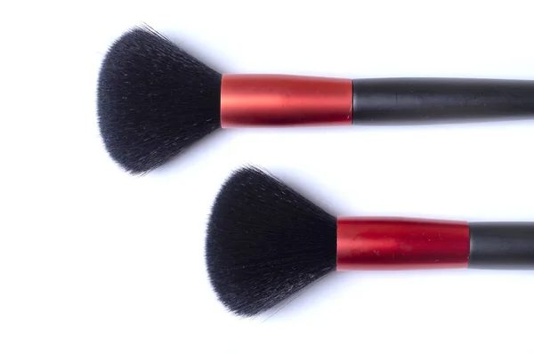 Two makeup brushes on a white background. — Stock Photo, Image