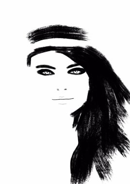 Siyah beyaz baskısoyut moda illüstrasyon