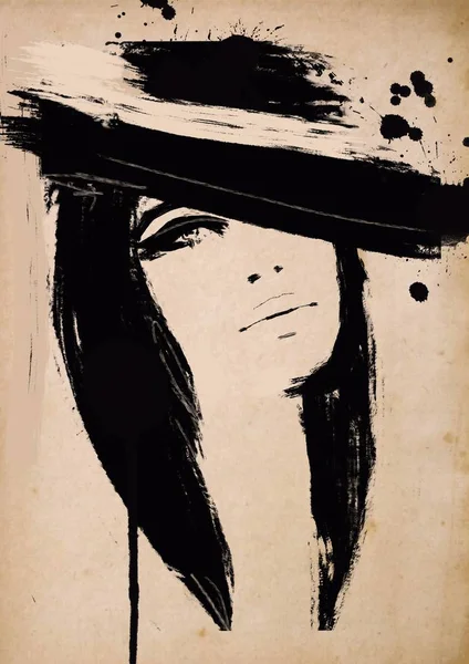 Ilustracja Mody Czarno Biała Szkic Mody Abstrakcyjne Malarstwo Woman Tło — Zdjęcie stockowe