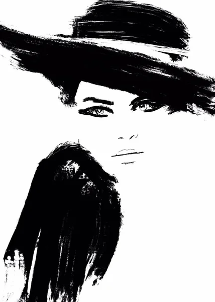 Abstract Fashion Illustration Black White Print — Stock Photo, Image