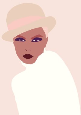 İllüstrasyon sevimli biracial veya siyah kız. kahverengi tenli asya moda kadın. afro Amerika trendy kız