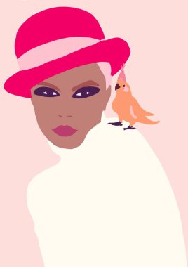 İllüstrasyon sevimli biracial veya siyah kız. kahverengi tenli asya moda kadın. afro Amerika trendy kız